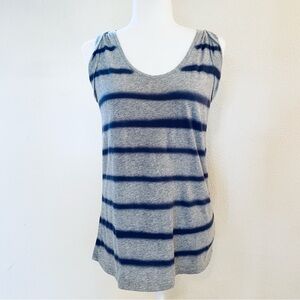 Gap Gray Navy Blue Striped Rolled-Sleeve Tank